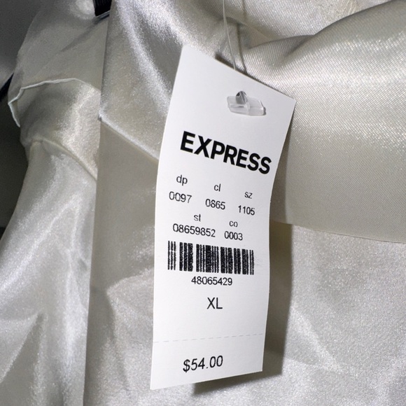 XL Express Ivory Asymmetric One-Shoulder Blouse | Satin Look | NEVER Worn - Picture 6 of 6